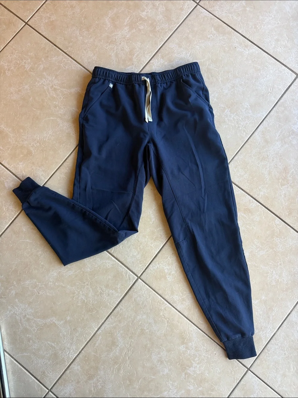 Figs Navy Jogger Sweatpants with Contrast Drawstring
